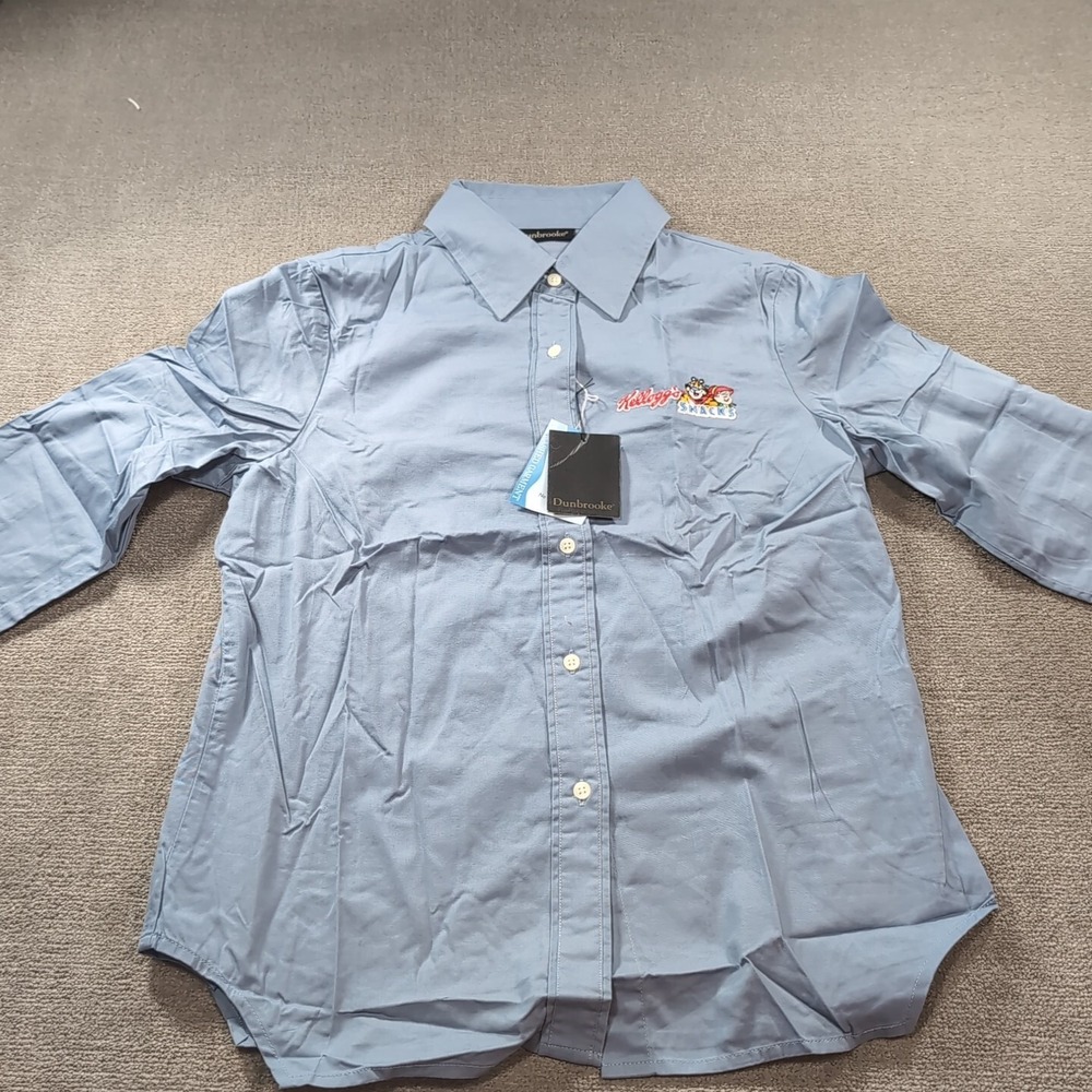 Dunbrooke Kellogg Dress Shirt Button Up S Small Tony Tiger 3/4 Sleeve Blue